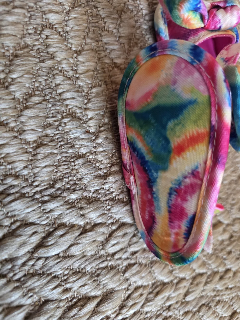 Baby Girls' Multicolor Tie-Dye Sandals with Pink Insole Velcro Strap 0-3